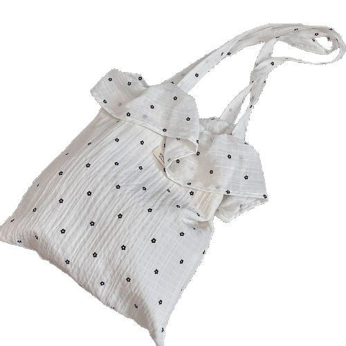 Wholesale Chiffon ruffle shoulder bag cute cherry canvas bag